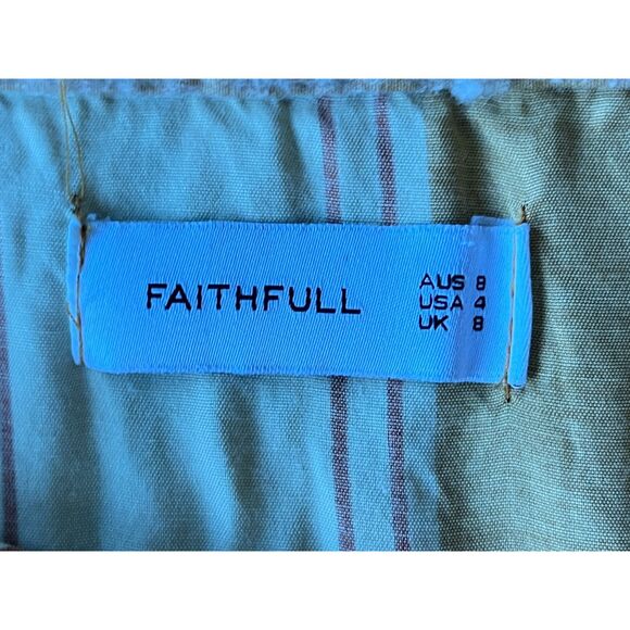 FAITHFULL THE BRAND Brown White Stripe Wrap Silk Midi Skirt   Women's Size 4 - Picture 4 of 8